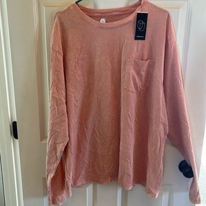 Men’s Original Use Long Sleeve Pocket Tee Shirt Salmon colored Size XXL